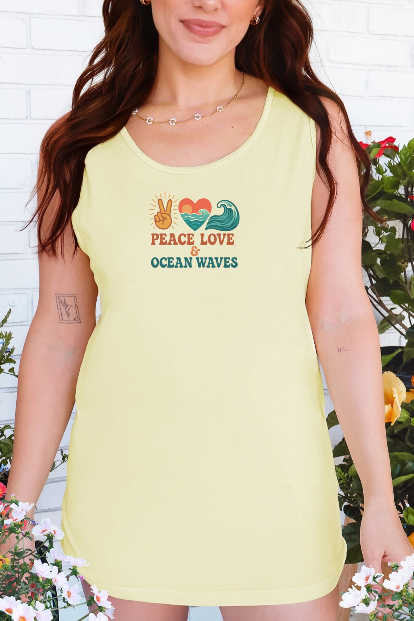 Ocean Waves Tank Top, Beach Lover Summer Shirt
