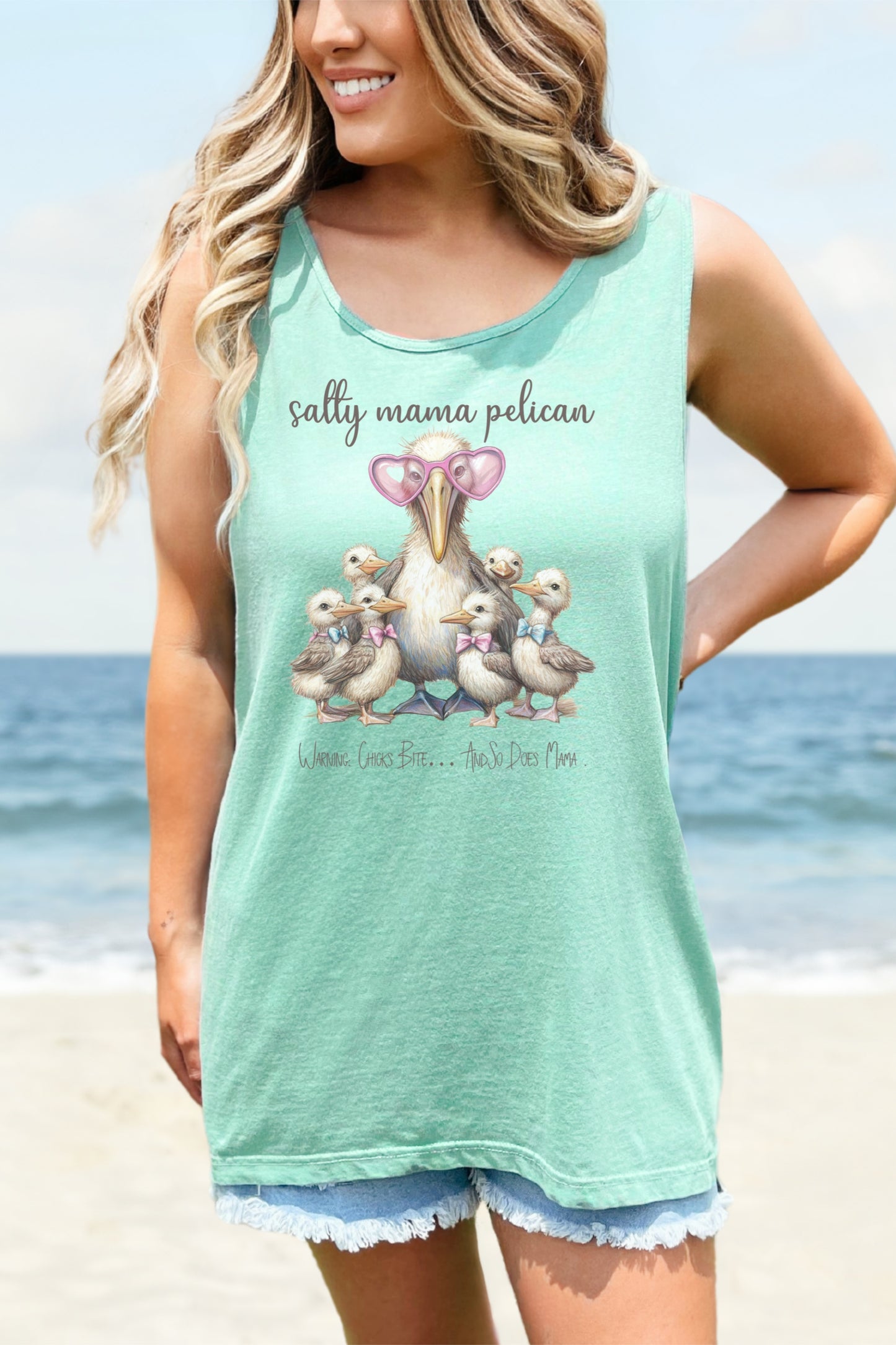 Sassy Mama Pelican Salty Mama Warning Chicks Bite So Does Mama Summer Shirt