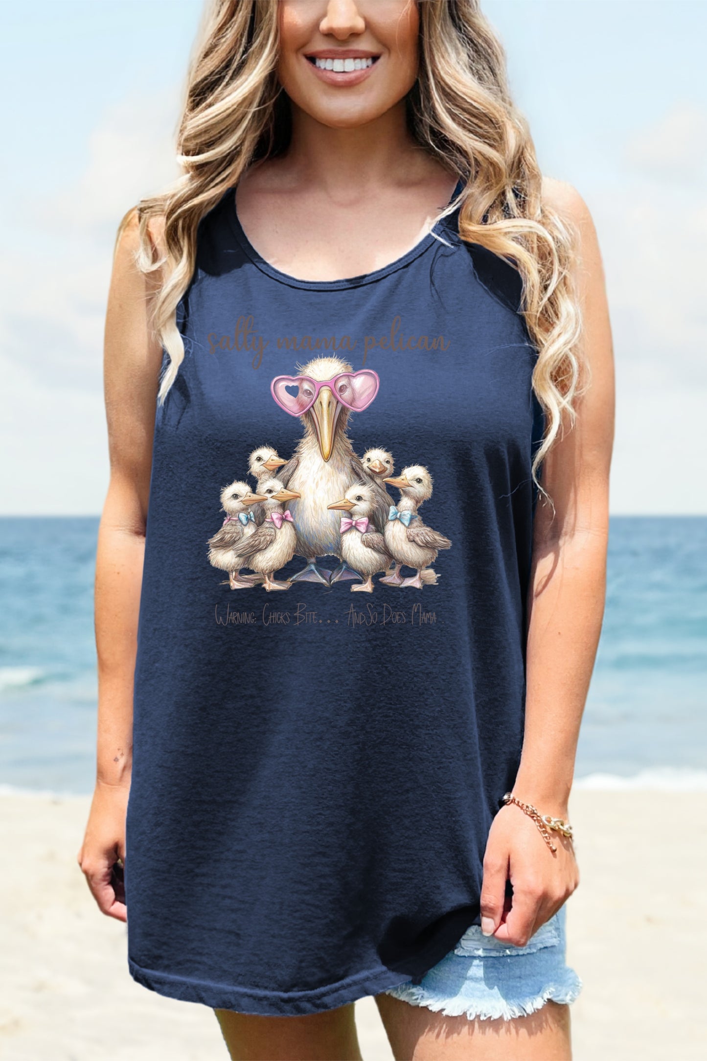 Sassy Mama Pelican Salty Mama Warning Chicks Bite So Does Mama Summer Shirt