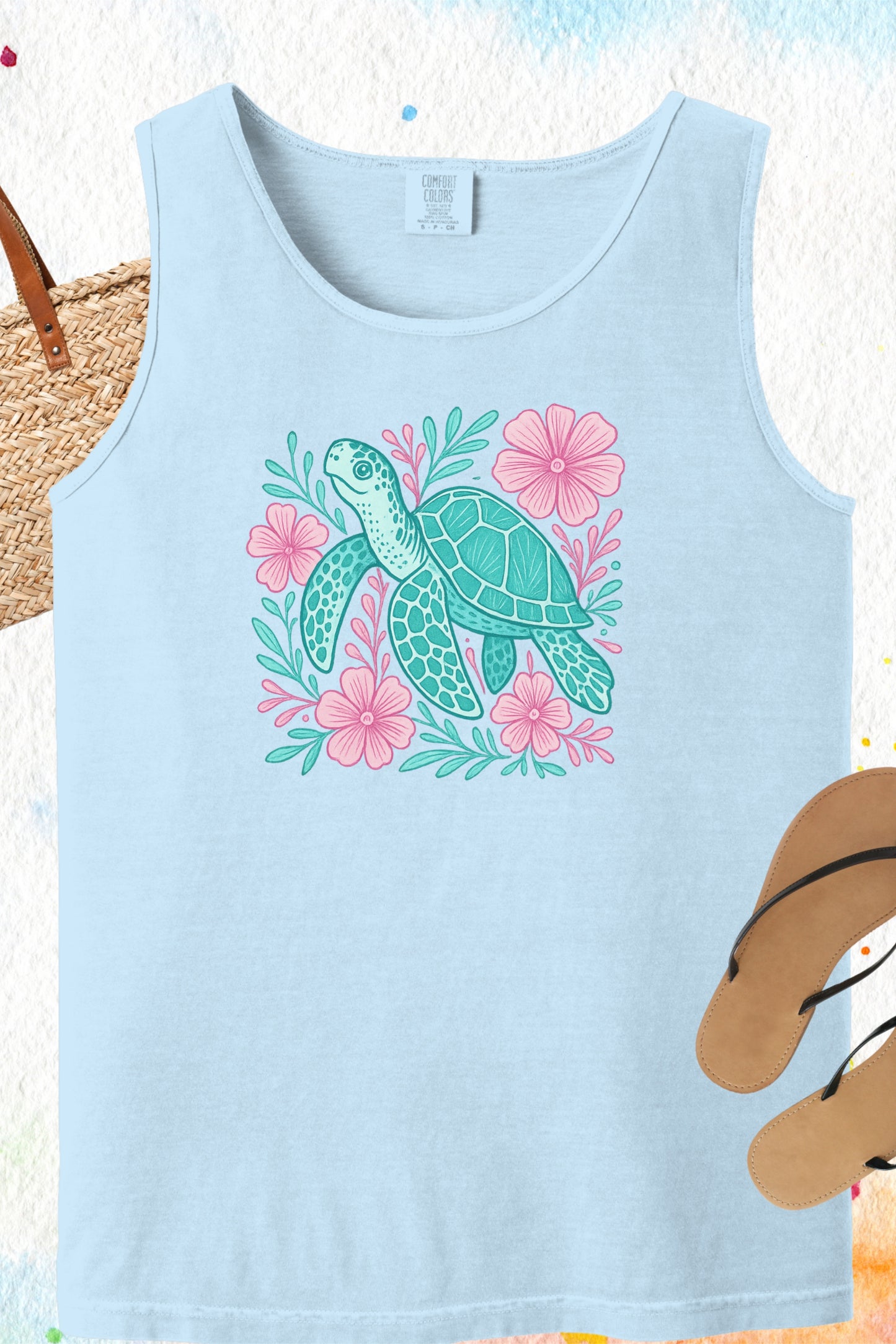 Sea Turtle Tank Top Beach Ocean Lovers Apparel, Turtle Lovers Shirt, Summer Sleeveless Shirt, Nature Lover Gift, Tropical Beachwear For Her