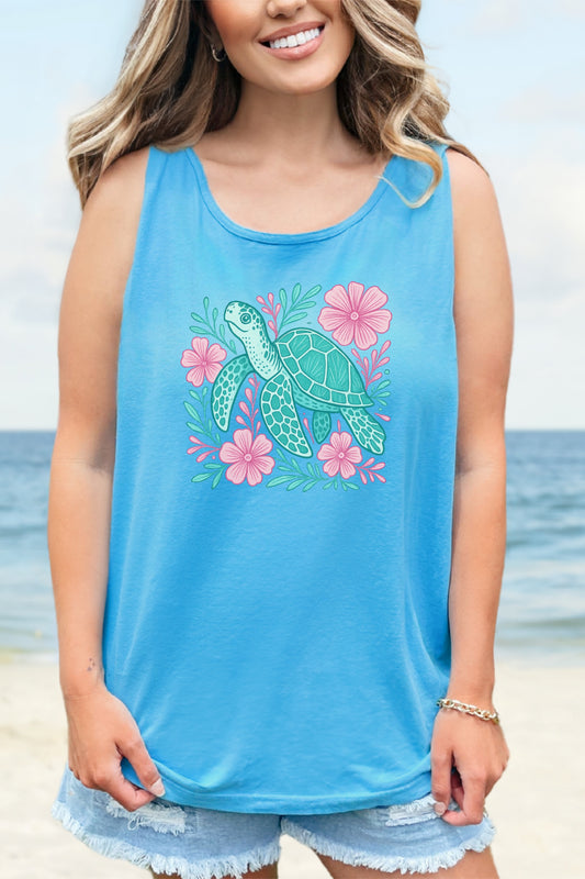 Sea Turtle Tank Top Beach Ocean Lovers Apparel, Turtle Lovers Shirt, Summer Sleeveless Shirt, Nature Lover Gift, Tropical Beachwear For Her