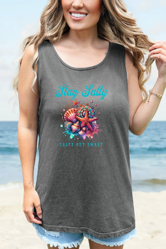 Summer Tank Top, Salty But Sweet Women's Sleeveless Shirt, Beach Vacation Apparel, Ocean Lover Gift, Boho Sun-Kissed Shirts Resort Wear
