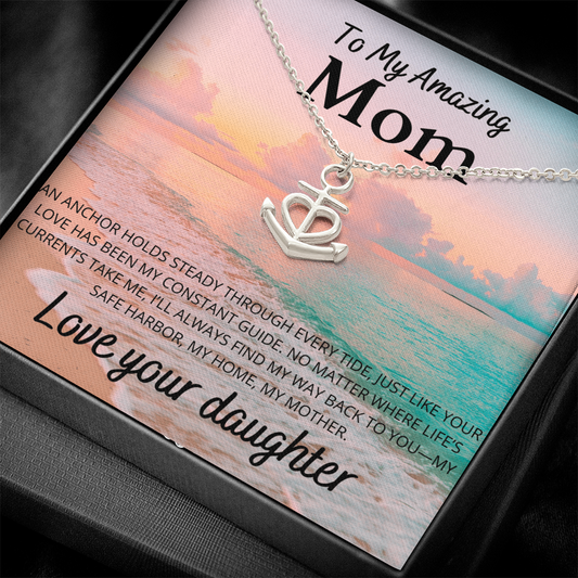 Gift For Mom From Daughter Anchor Necklace  Beach Themed Gift Symbol of Unwavering Love