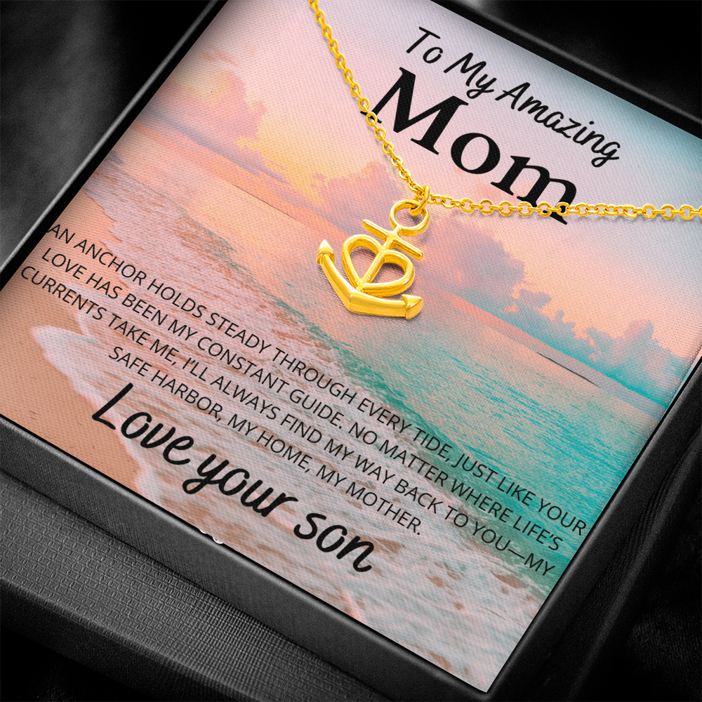Gift For Mom From Son Anchor Necklace Beach Themed Gift Symbol of Unwavering Love