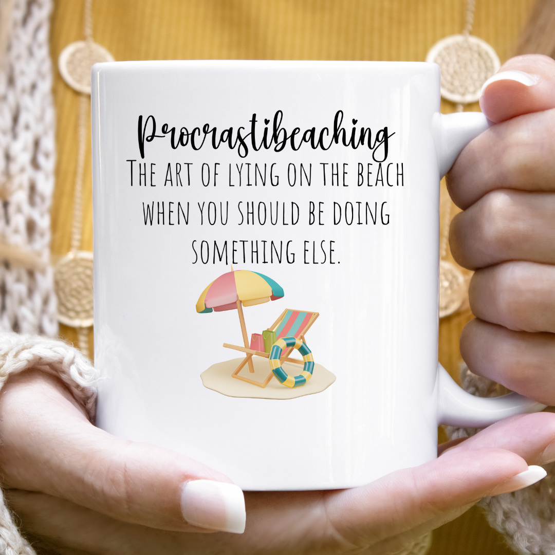 Beach Coffee Mug Procrastibeaching Lying On The Beach Morning Tea Cup