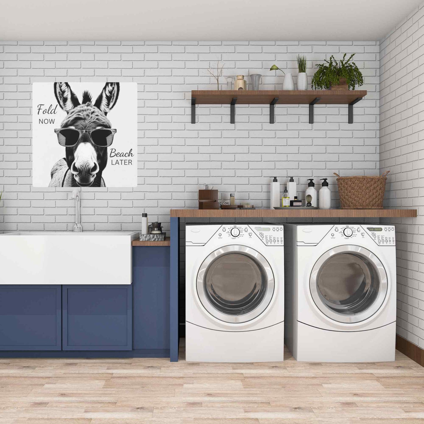 Laundry Room Beach Donkey Sign Fold Now, Beach Later Funny Metal Sign