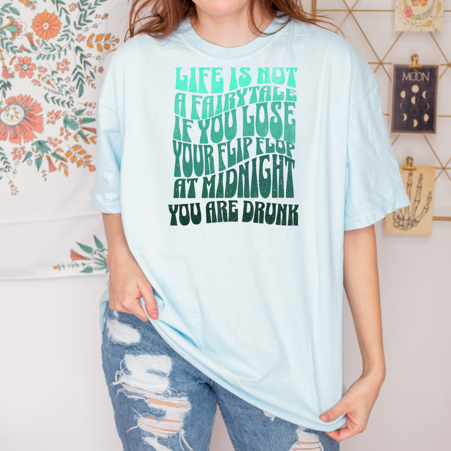 Retro Summer TShirt For Women Funny Beach Tee Lose Flip Flop Drunk