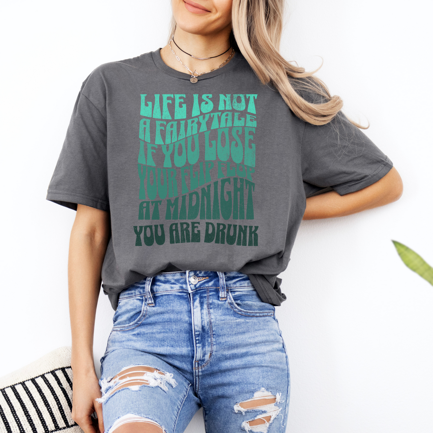 Retro Summer TShirt For Women Funny Beach Tee Lose Flip Flop Drunk