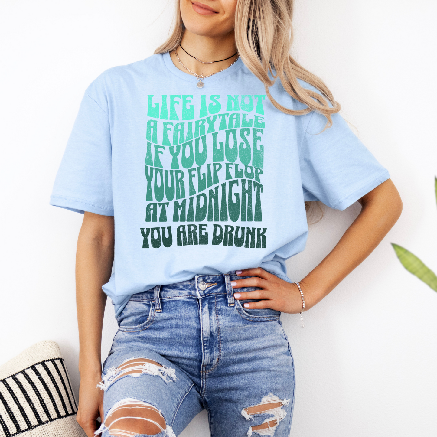Retro Summer TShirt For Women Funny Beach Tee Lose Flip Flop Drunk