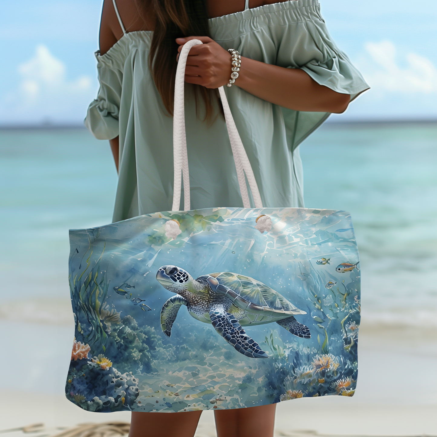 Beach Bag Sea Turtle Swimming In The Ocean Weekender Bag