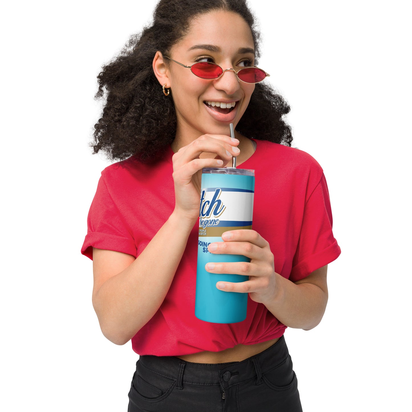 Funny Tumbler For Beach Moms Bitch Be Gone Skinny Travel Cup For Her
