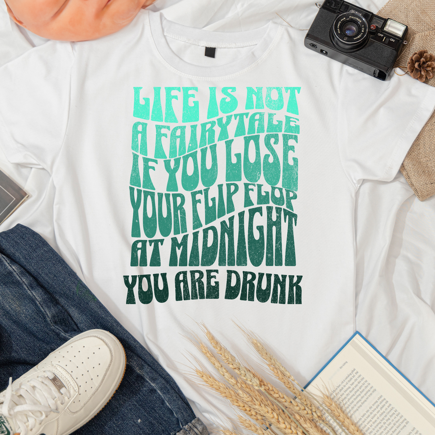 Retro Summer TShirt For Women Funny Beach Tee Lose Flip Flop Drunk