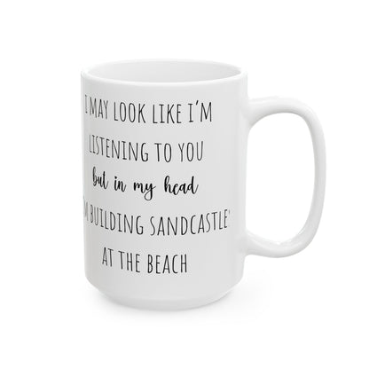 Funny Gift Beach Lovers Building Sandcastles Coffee Mug