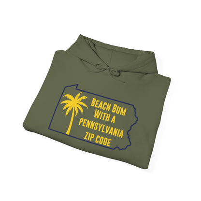 Pennsylvania State Hoodie Beach Bum With A Pennsylvania Zip Code, Funny Pennsylvania Hoodie, Sweatshirt For PA Resident Beach Lover