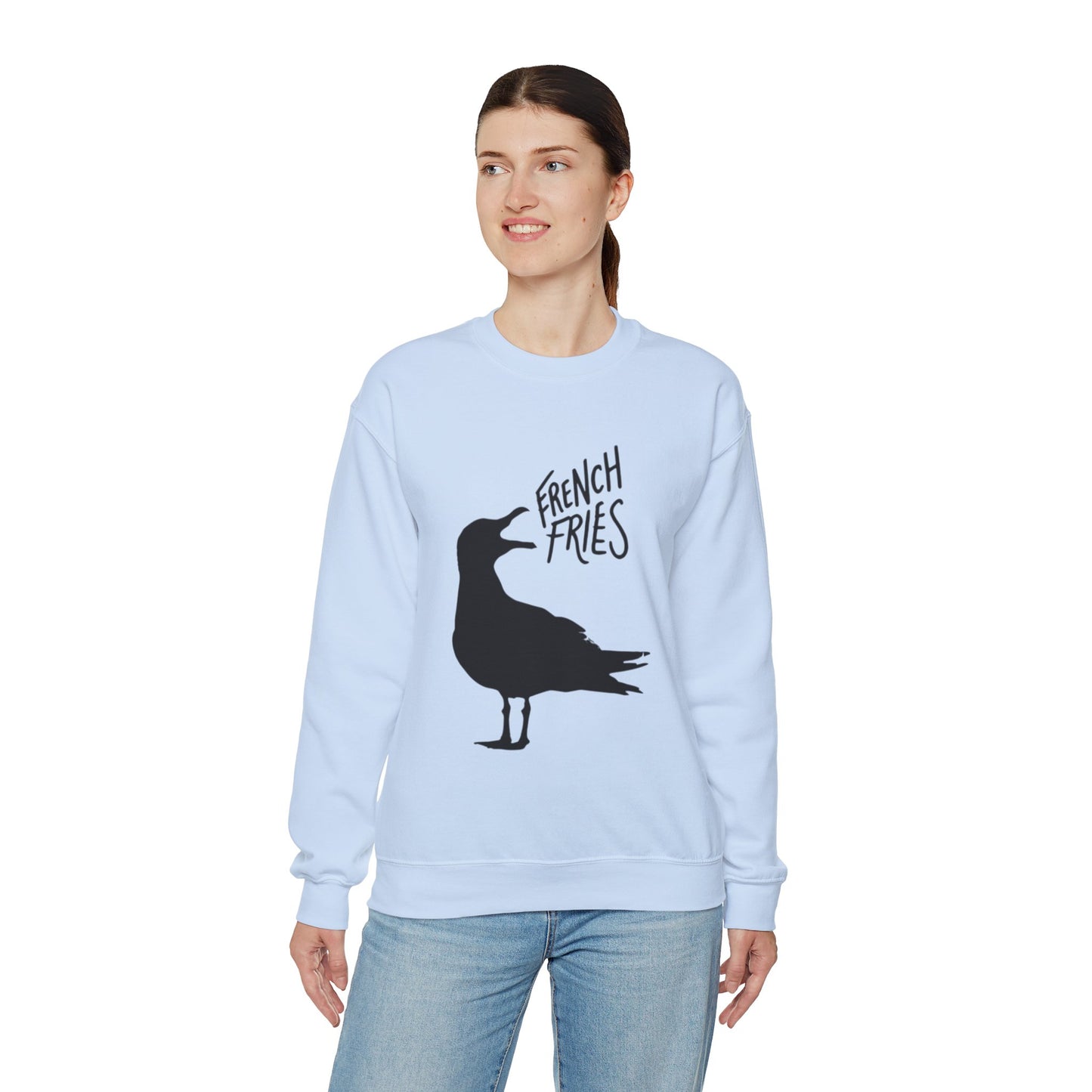 Funny Shirt For Girlfriend, Seagull Screaming For French Fries Sweatshirt, Gift For Wife, Mom, Sister, Anyone Who Loves The Beach