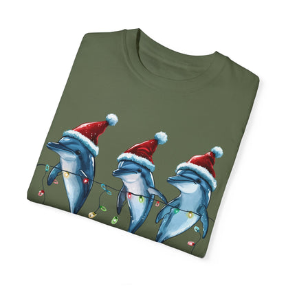 Dolphin Christmas T-Shirt On Santa's List