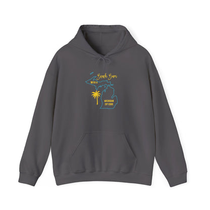 Michigan Hoodie Beach Bum With A Michigan Zip Code, Funny Michigan Hoodie, Sweatshirt For Michigan Resident Beach Lover