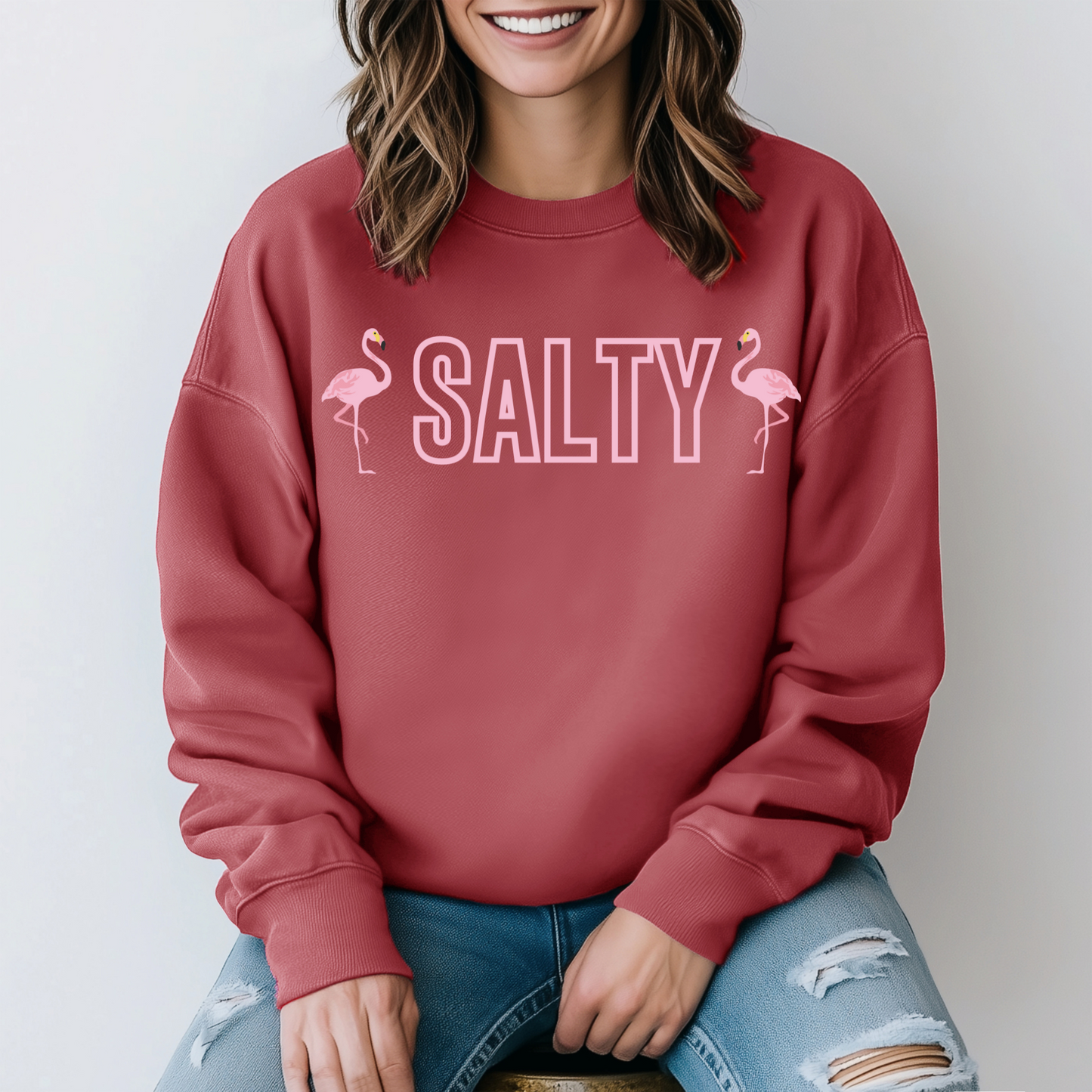 Flamingo Salty Sweatshirt For Beach Lovers Comfort Colors