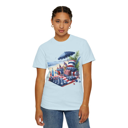 4th Of July Shirt, Independence Day Beach Picnic Shirt, Fourth of July T-Shirt For Men Or Women Unisex Red White Blue