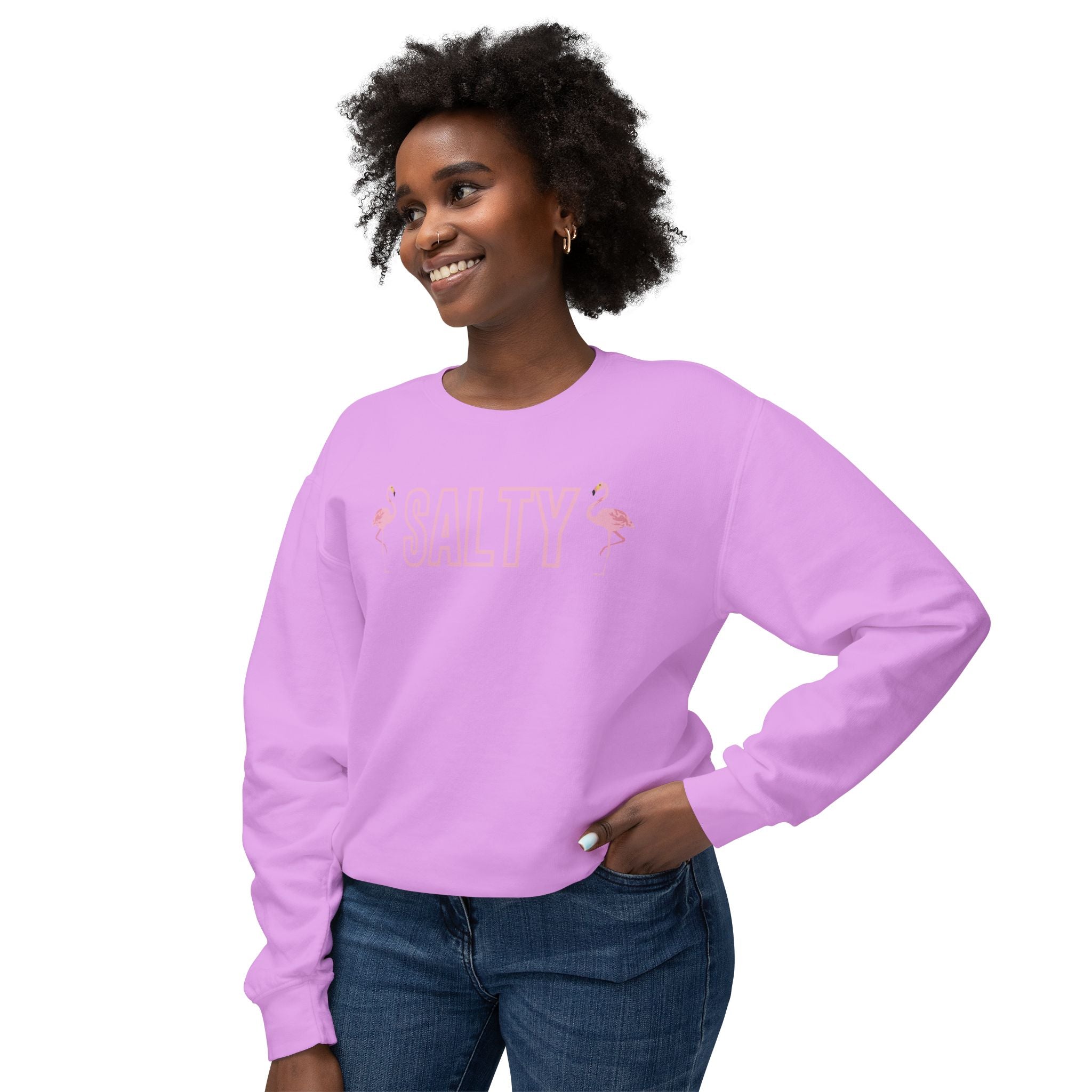 Flamingo Salty Sweatshirt For Beach Lovers Comfort Colors