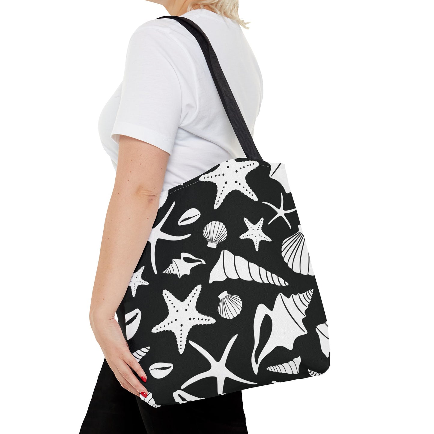 Seashell Tote Bag Black White