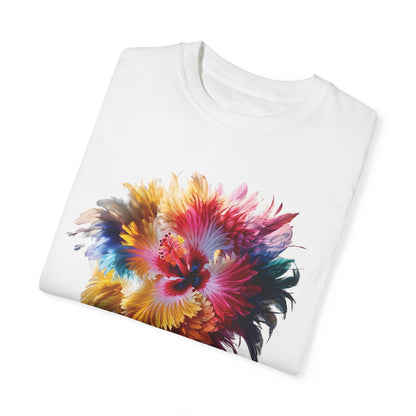 Boho Beach Hibiscus Flower and Feathers T-Shirt