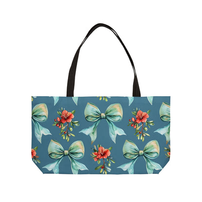 Beach Tote Bag Coquette Coastal Hibiscus And Aqua Blues