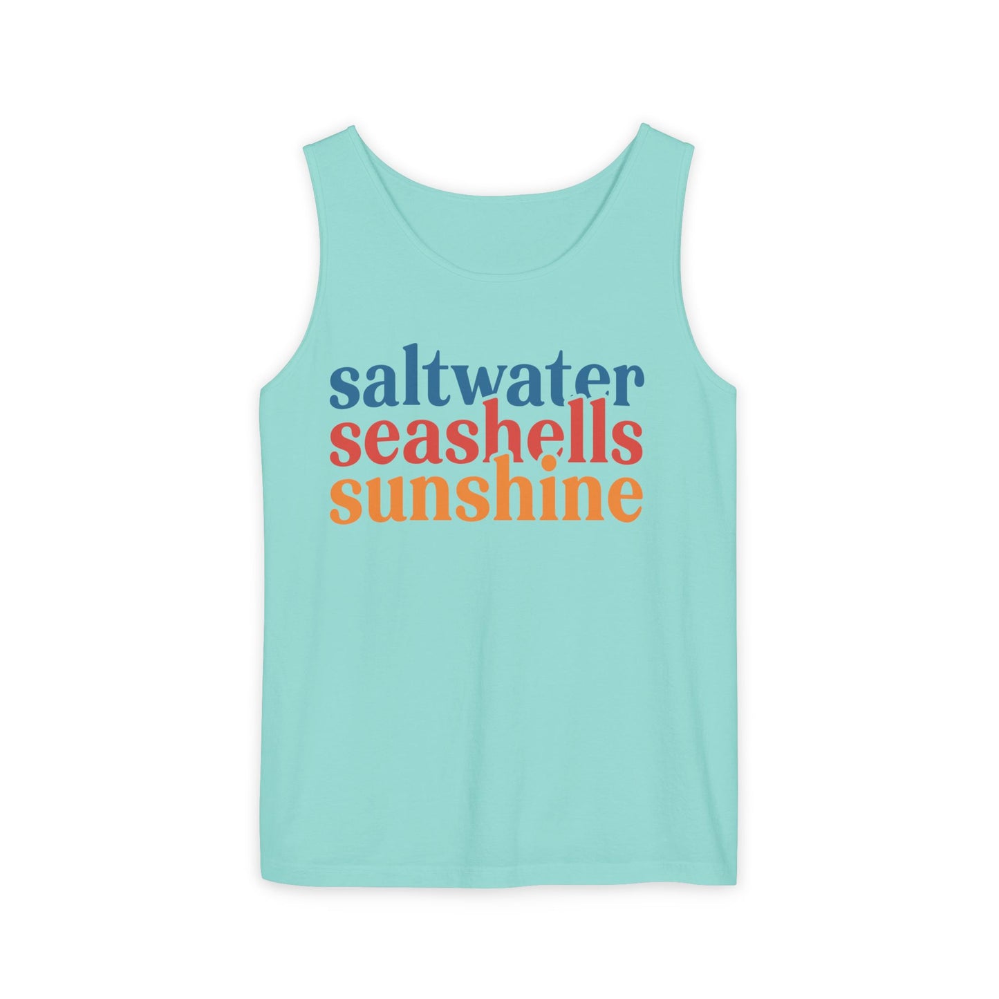 Beach Vacation Tank Top, Saltwater Seashells Sunshine Sleeveless Shirt, Summer Sea Shell Muscle Tee, Beach Lover Shirt, Coastal Tank
