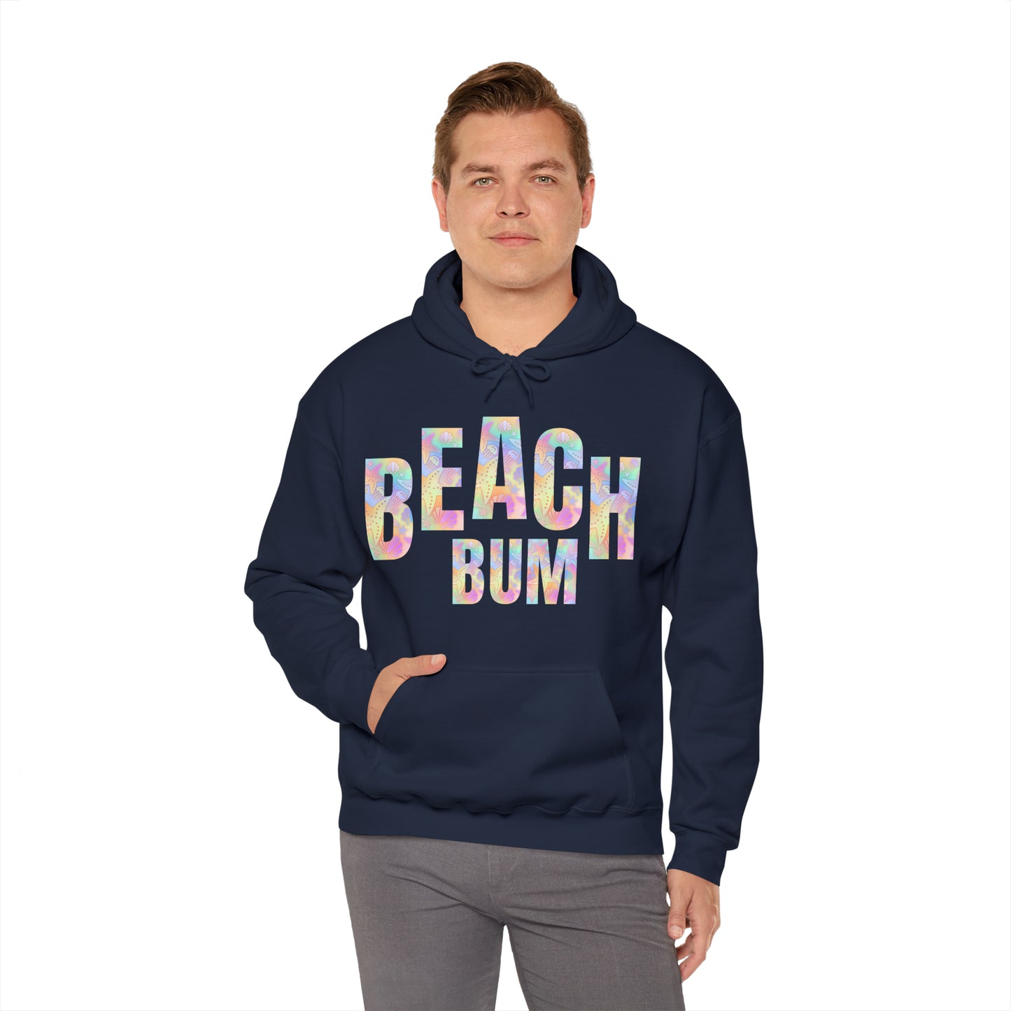 Beach Bum Hoodie Starfish Sand Dollars Print Block Sweatshirt For Women Gift For Men