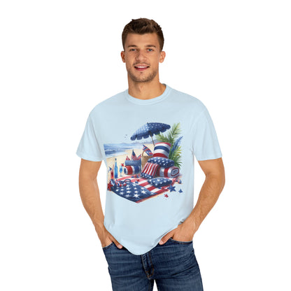 4th Of July Shirt, Independence Day Beach Picnic Shirt, Fourth of July T-Shirt For Men Or Women Unisex Red White Blue