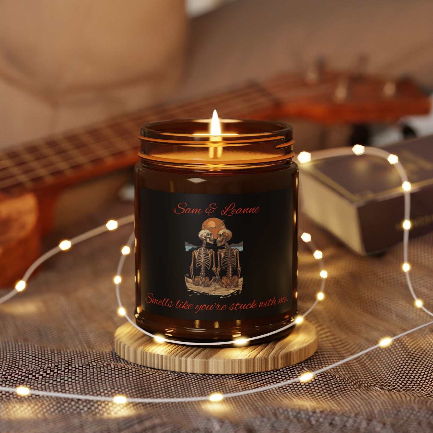 Candle Personalized Couples Gift Skeletons Smells Like You're Stuck With Me