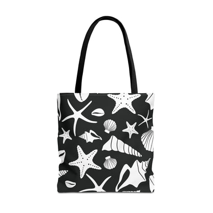 Seashell Tote Bag Black White