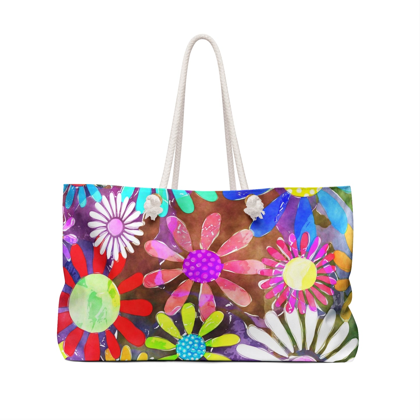 Boho Flower Power Beach Tote Bag Weekender Bag For The Boho Woman Extra Large Travel Bag Bohemian Bag