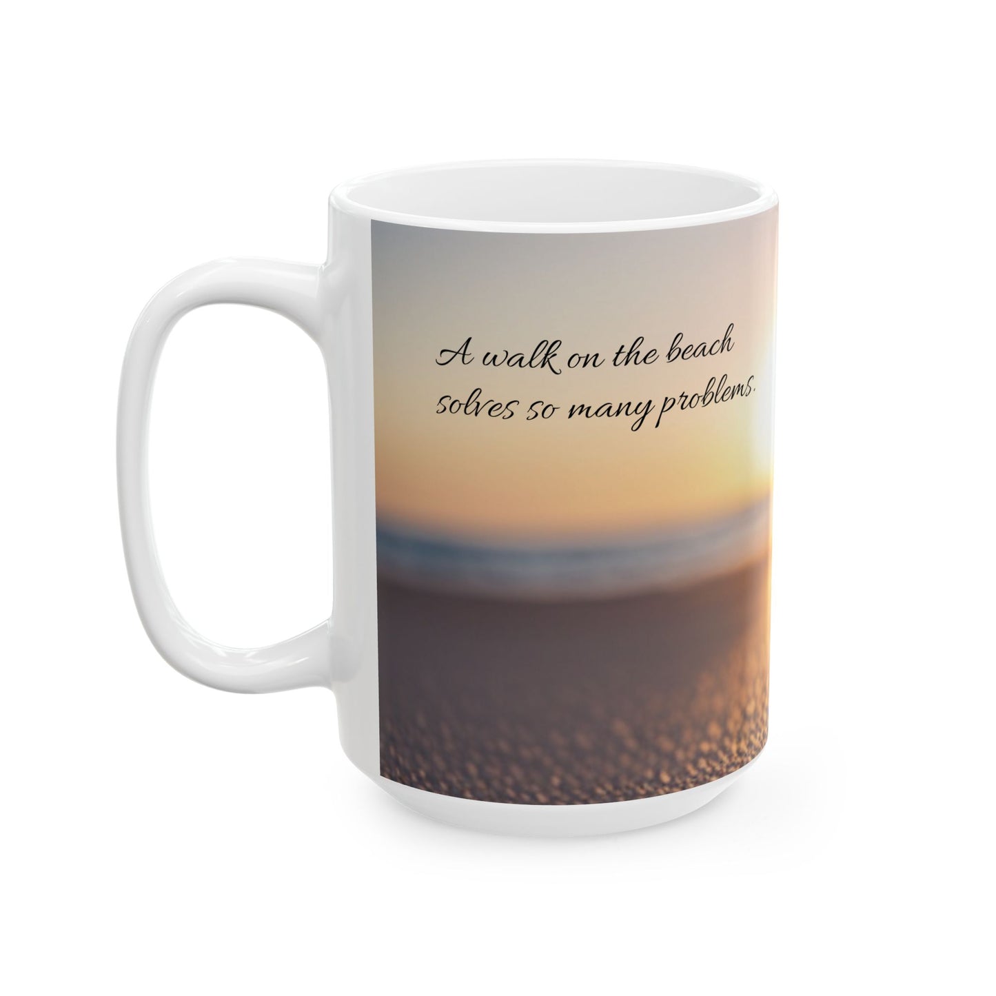 Stress Relief Beach Inspired Large Coffee Mug A Walk On The Beach Solves So Many Problems Tea Cup Unique Gifts For Women Or Men