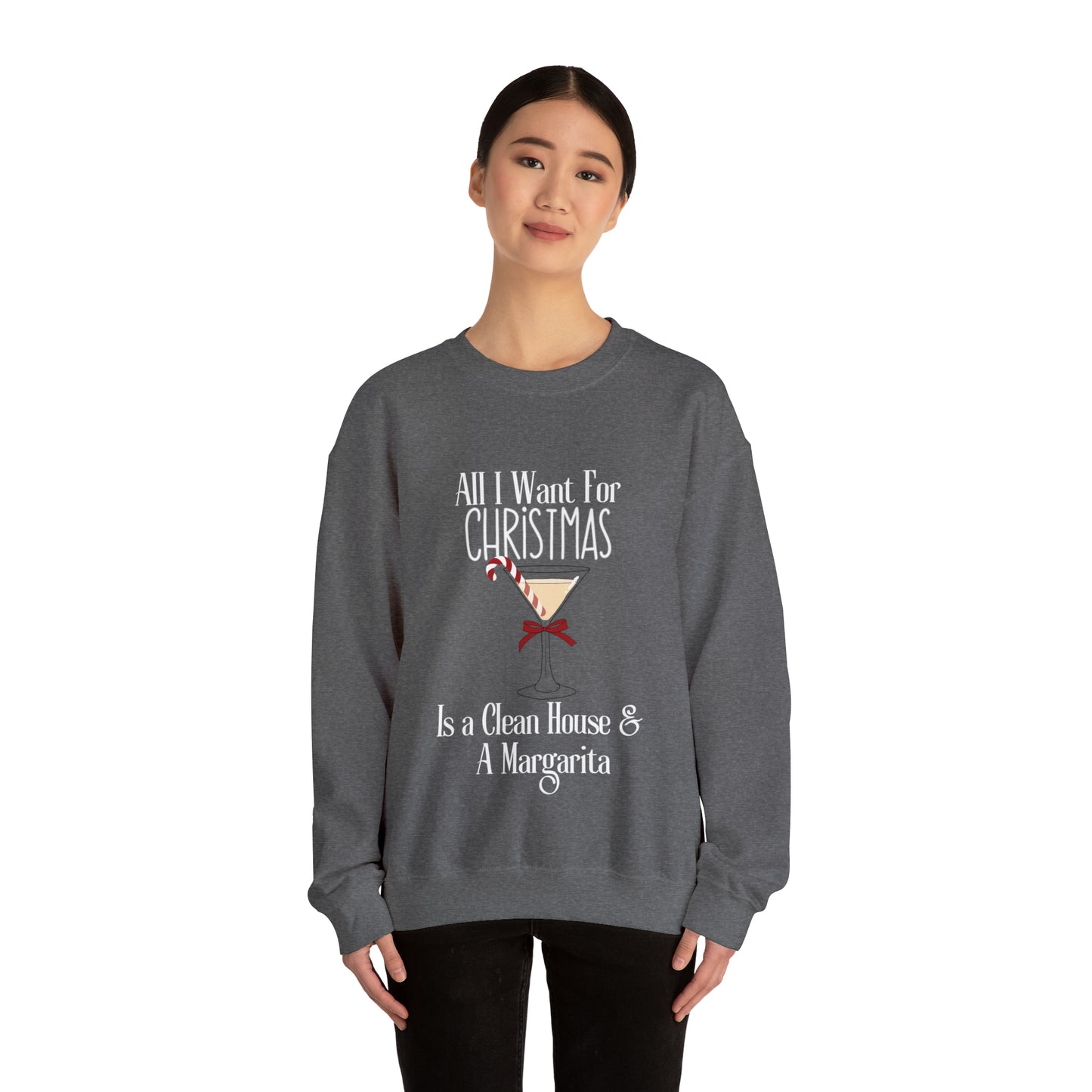 Ugly Christmas Sweatshirt All I Want Clean House And Margarita Him Her Funny Party Sweater Couples