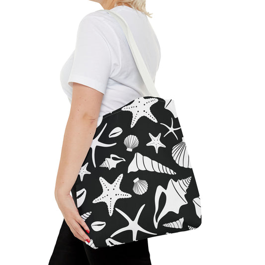 Seashell Tote Bag Black White