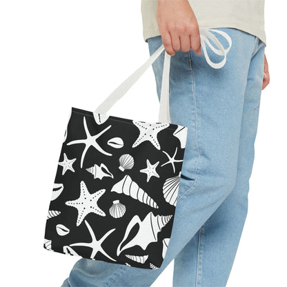 Seashell Tote Bag Black White