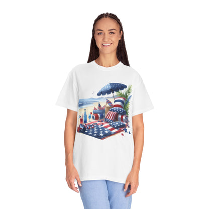 4th Of July Shirt, Independence Day Beach Picnic Shirt, Fourth of July T-Shirt For Men Or Women Unisex Red White Blue