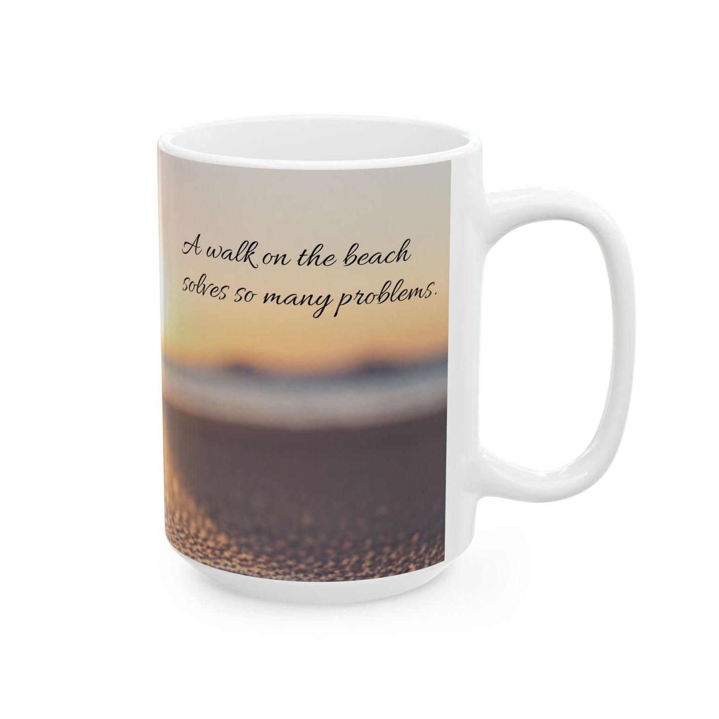 Stress Relief Beach Inspired Large Coffee Mug A Walk On The Beach Solves So Many Problems Tea Cup Unique Gifts For Women Or Men