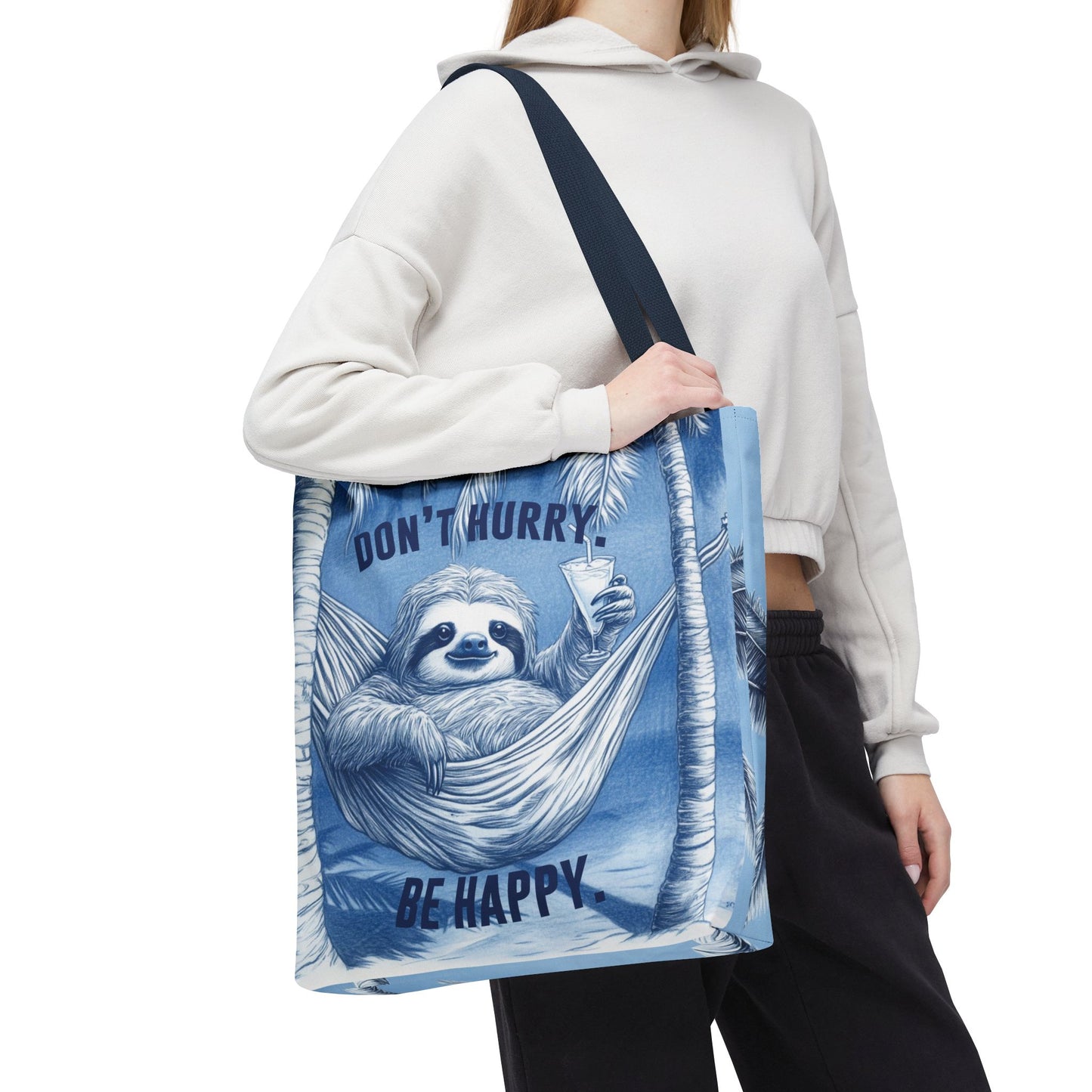 Sloth Tote Bag Extra Large Don't Hurry Be Happy