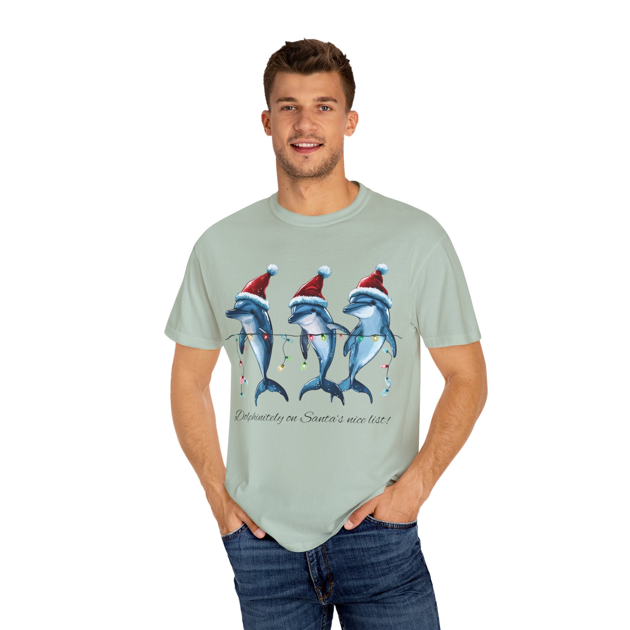 Dolphin Christmas T-Shirt On Santa's List