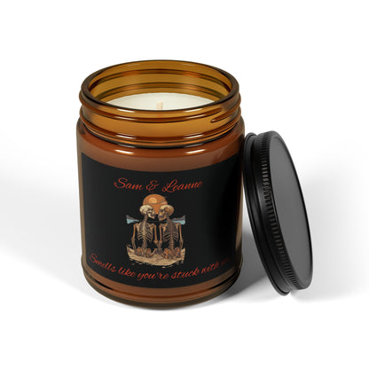 Candle Personalized Couples Gift Skeletons Smells Like You're Stuck With Me