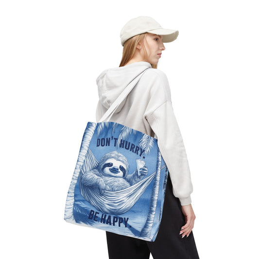 Sloth Tote Bag Extra Large Don't Hurry Be Happy