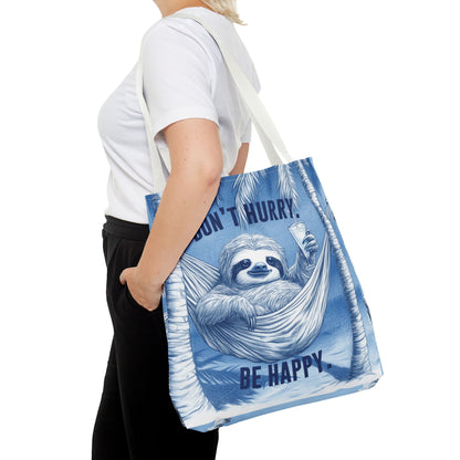 Sloth Tote Bag Extra Large Don't Hurry Be Happy