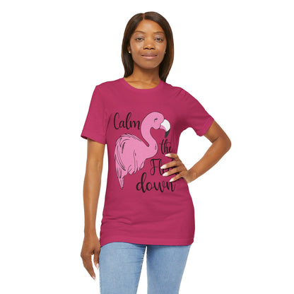 Flamingo T-Shirt Calm The Flock Down Small thru Plus Sizes