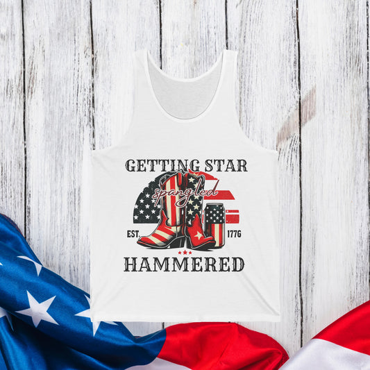 Funny 4th Of July Shirt, Getting Star Spangled Hammer Red White Blue Country Boots Tank, Independence Day 4th July Country Lovers Tank Tops
