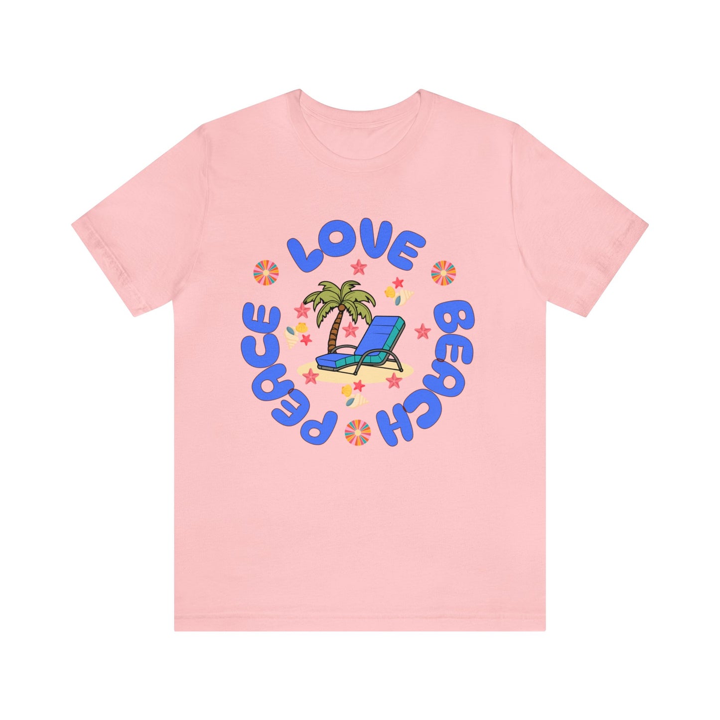 Beach T-Shirts For Women, Men, Retro Peace Love Beach Unisex Tee TShirts