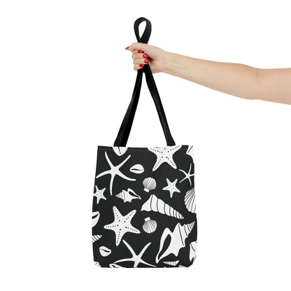 Seashell Tote Bag Black White