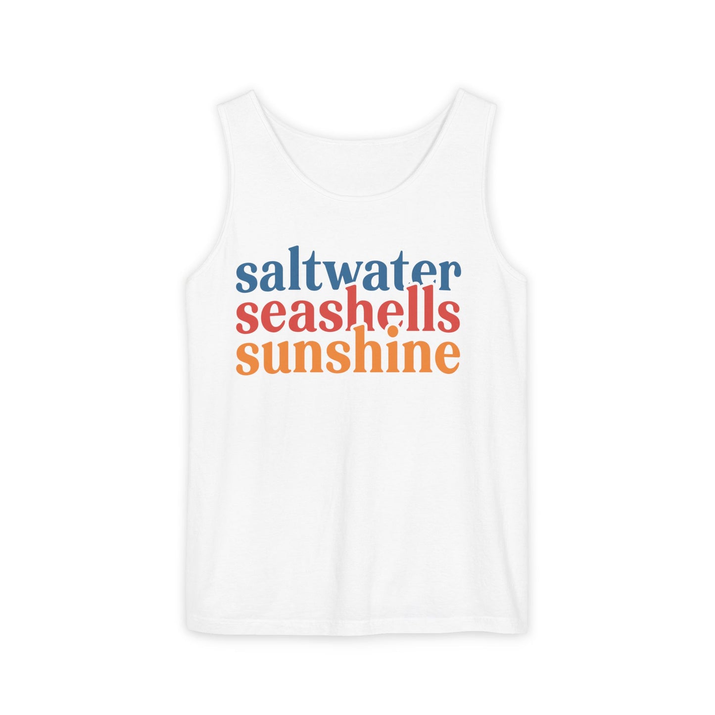 Beach Vacation Tank Top, Saltwater Seashells Sunshine Sleeveless Shirt, Summer Sea Shell Muscle Tee, Beach Lover Shirt, Coastal Tank
