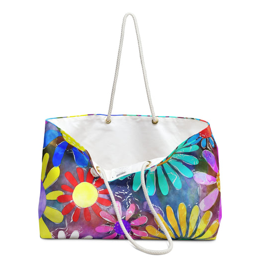 Boho Flower Power Beach Tote Bag Weekender Bag For The Boho Woman Extra Large Travel Bag Bohemian Bag